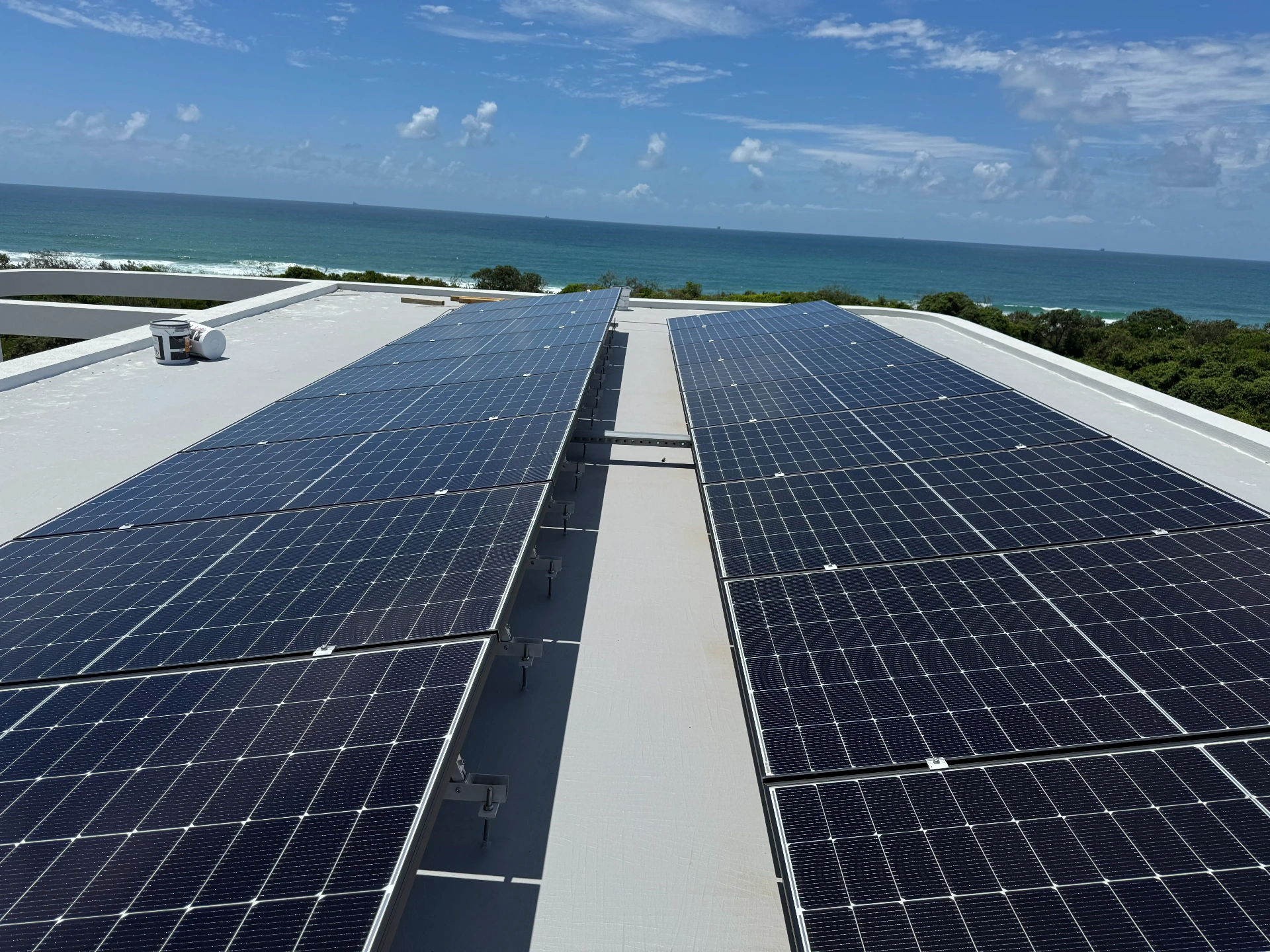 Oceanfront rooftop solar install on the Sunshine Coast